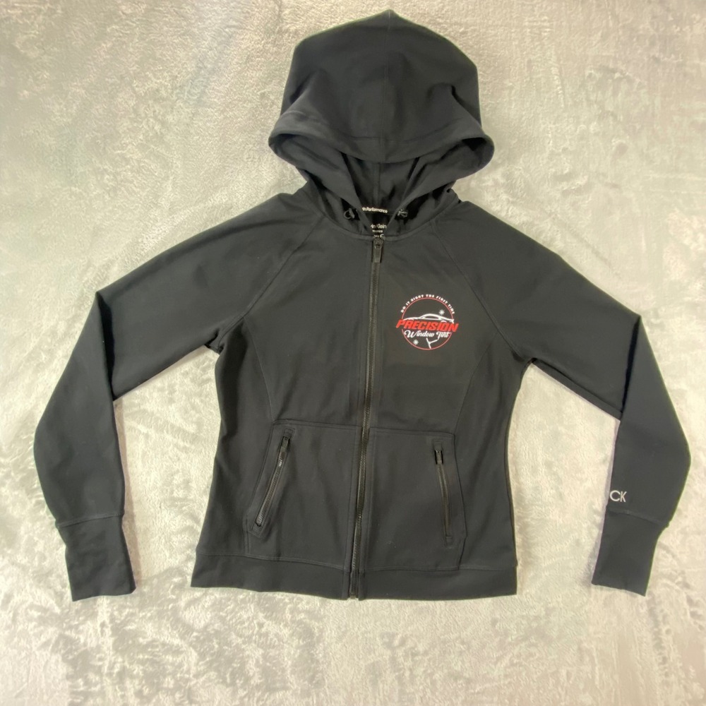 CALVIN KLEIN Performance Hoodie Womens Small Black Zip Up Athleisure Sporty Gym